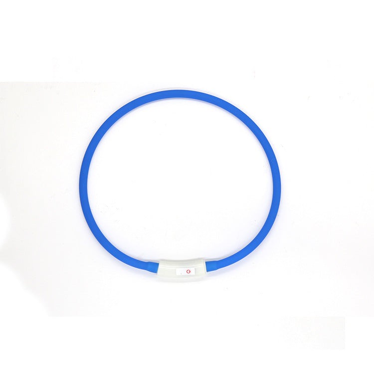 Blue Fashion Led Pet Collar with USB charging, safety accessory for dogs.